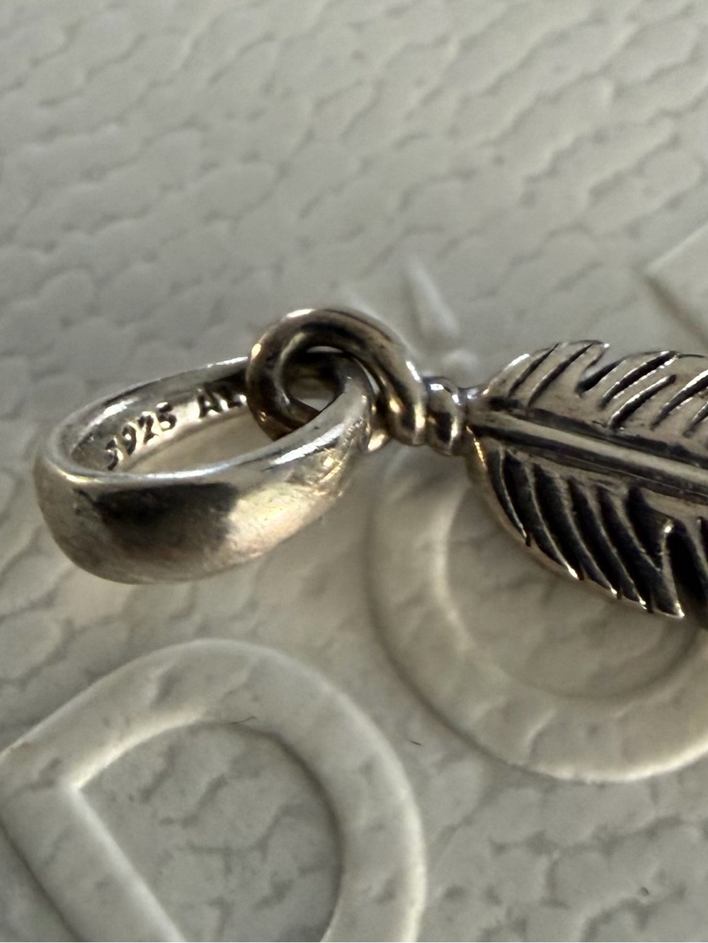 Pandora Silver Feather Charm - Picture 3 of 4